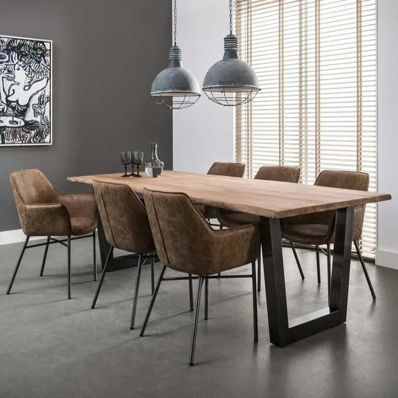 Table à manger bois massif et métal noir / Rectangulaire pour salle à manger
