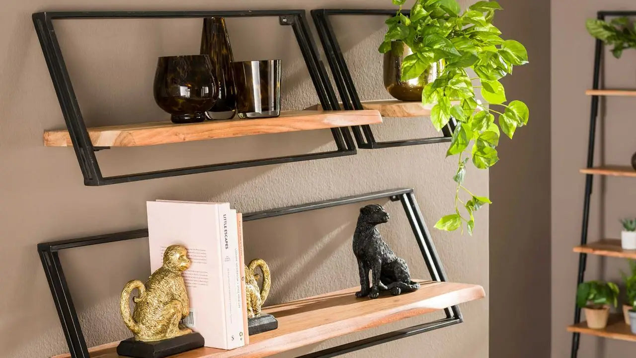 Etagère mural en bois massif style rustique - Rotin Design Etagère mural en bois massif style rustique - Rotin Design
