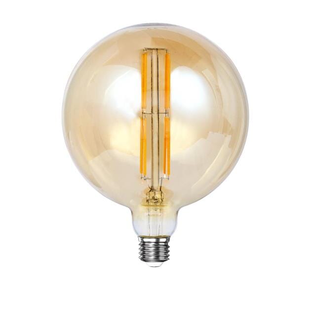 Source lumineuse LED filament, lumière chaude 2100K avec design en globe.