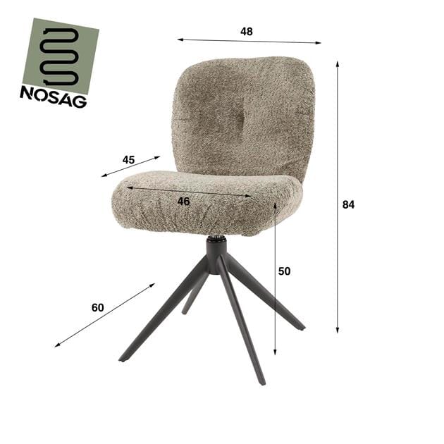 Chaise Comfort Rotatif en couleur gris foncé avec suspension Nozag