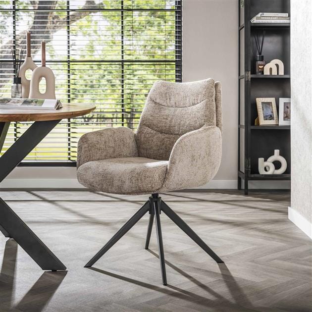 Fauteuil lounge en tissu avec accoudoirs et ressorts ensachés