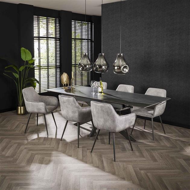 Ensemble de chaises fauteuils pour table à manger avec revêtement en rib