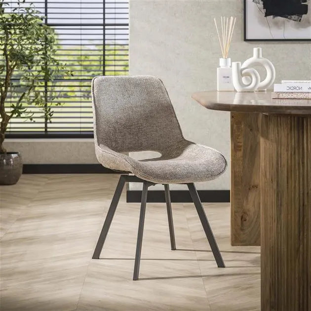 Chaise de Salle à Manger Tissu Beige