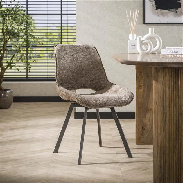 Chaise de Salle à Manger Tissu Champagne