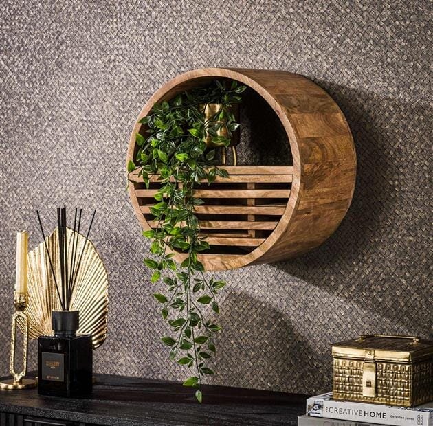 Étagère murale en manguier massif avec finition couleur sable