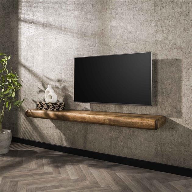 Étagère murale en bois massif avec finitions naturelles, style minimaliste