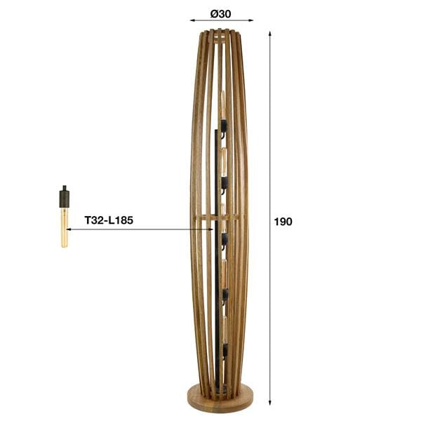 Les dimensions du Lampadaire Bois Design de 5 lampes