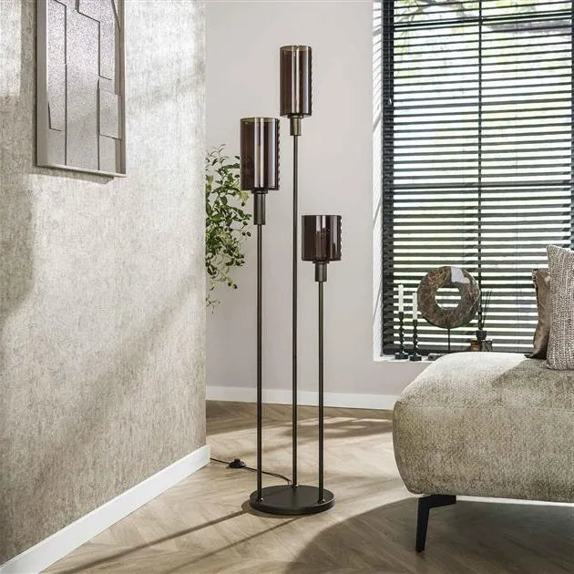 Lampadaire Verre 3 Lampes Non Allumé