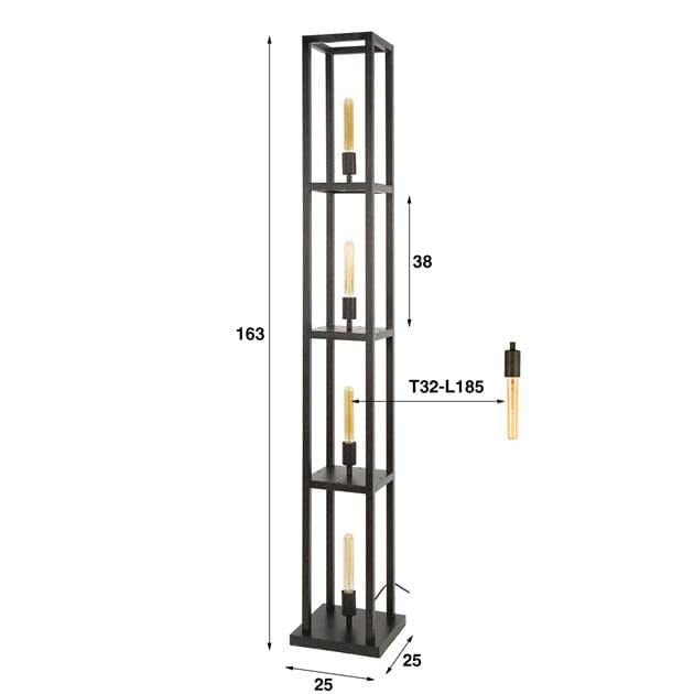Lampadaire en Metal 4 Lampes Noir Dimensions