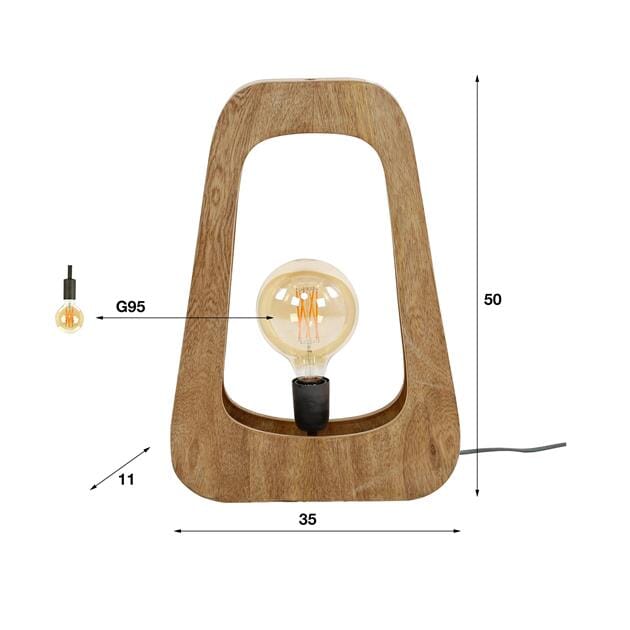 Les Dimensions du Lampe bureau indus en bois de manguier