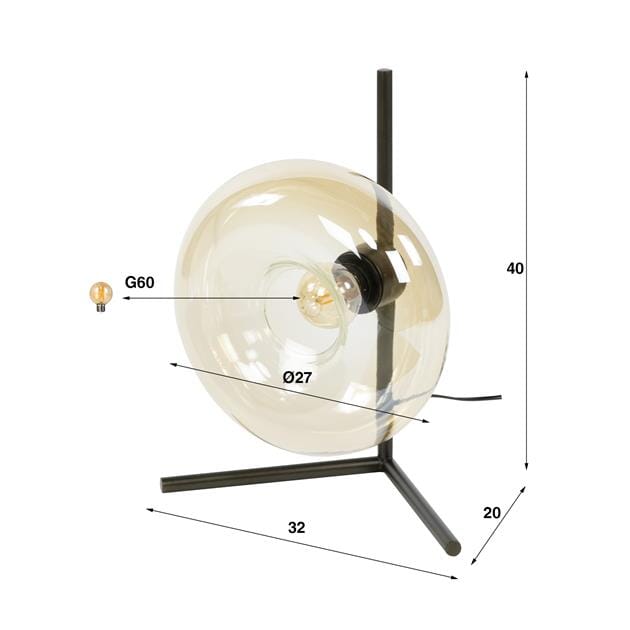 Lampe de Table Verre Dimensions