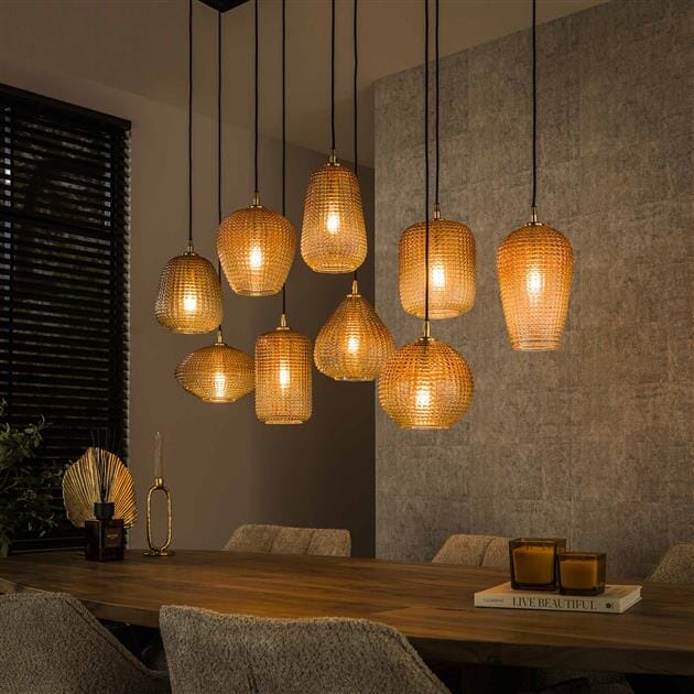 Luminaire Suspension En Verre Jaune