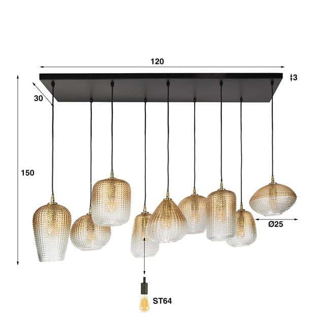 Luminaire Suspension En Verre Jaune dimensions