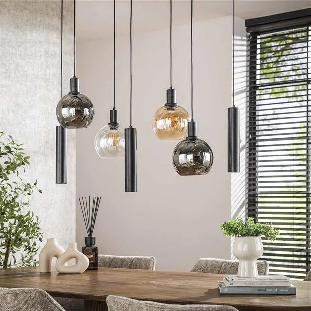 Suspension 7 Lampes Verre et Métal Non Allume