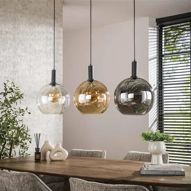 Suspension En Verre Coloré 3 Lampes Non Allume