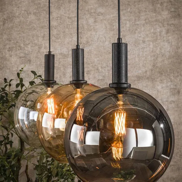 Suspension En Verre Coloré 3 Lampes Details