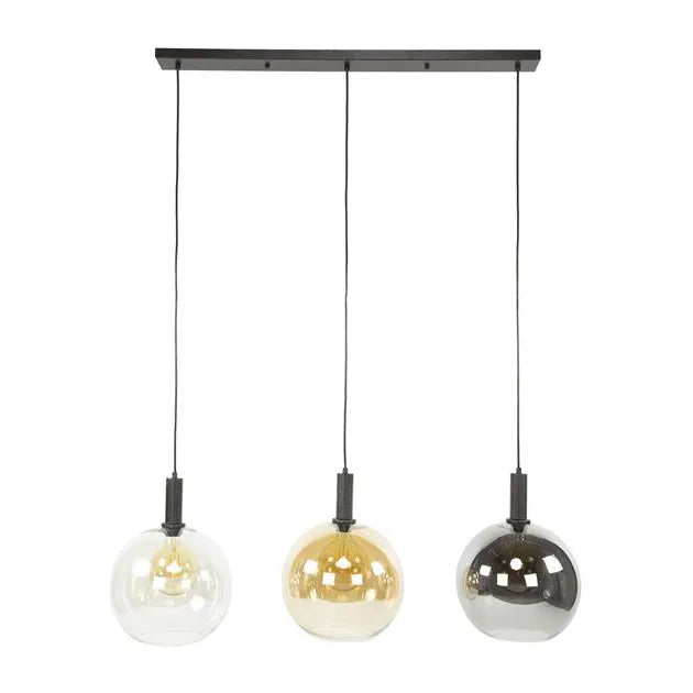 Suspension En Verre Coloré 3 Lampes Fond Blanc