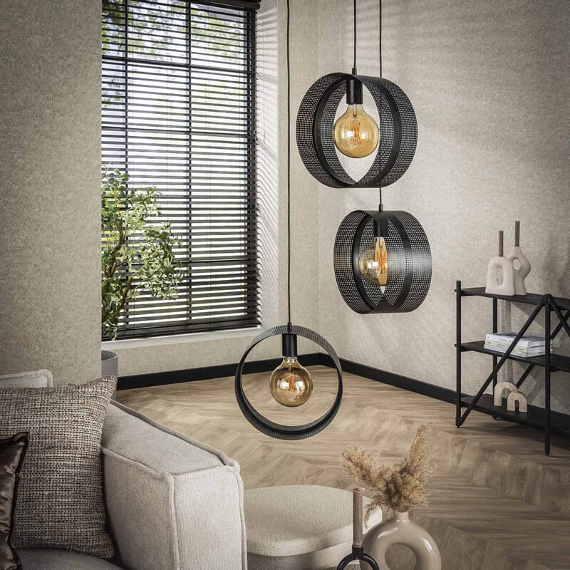 Suspension Industrielle 3 Lampes Non Allumé