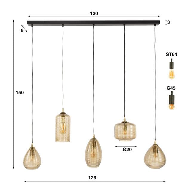 Suspension Luminaire 5 Lampes Dimensions