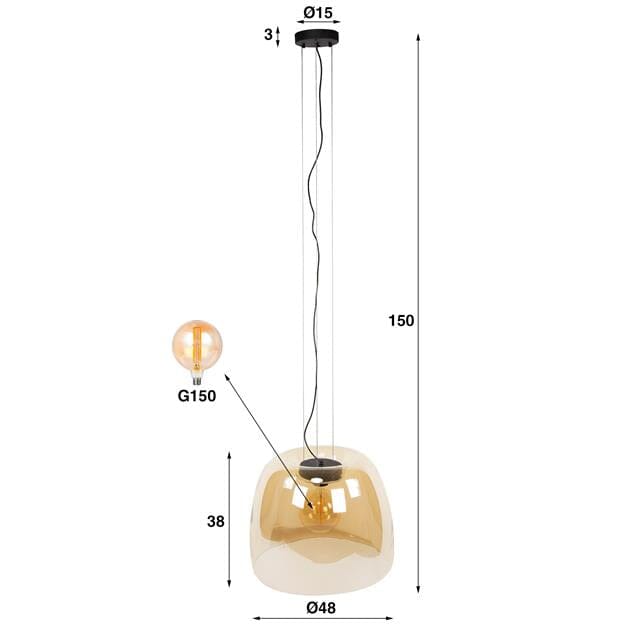 Suspension Luminaire En Verre Coloré Dimensions