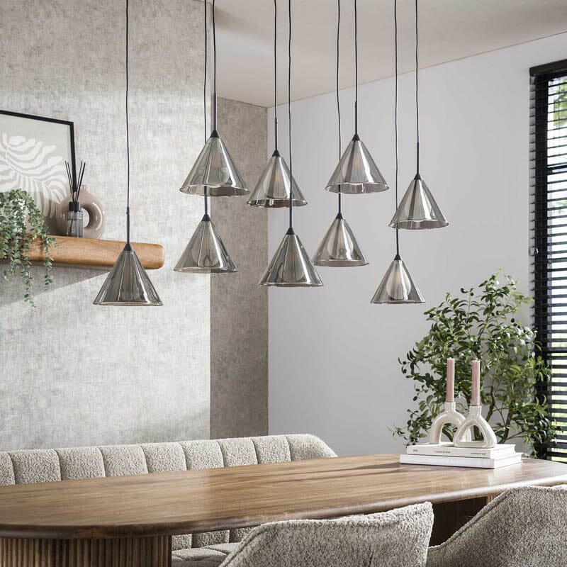 Suspension Luminaire Verre Fumé Non Allumé