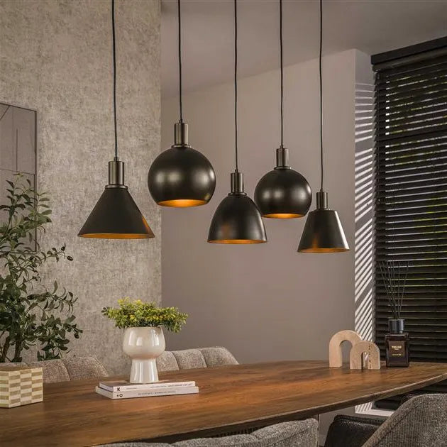 Suspension Métal 5 Lampes Noir