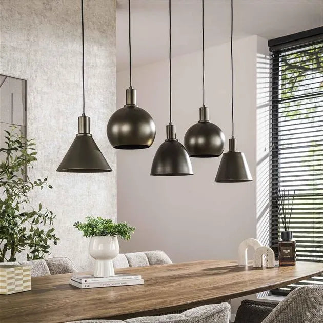 Suspension Métal 5 Lampes Noir Non Allume
