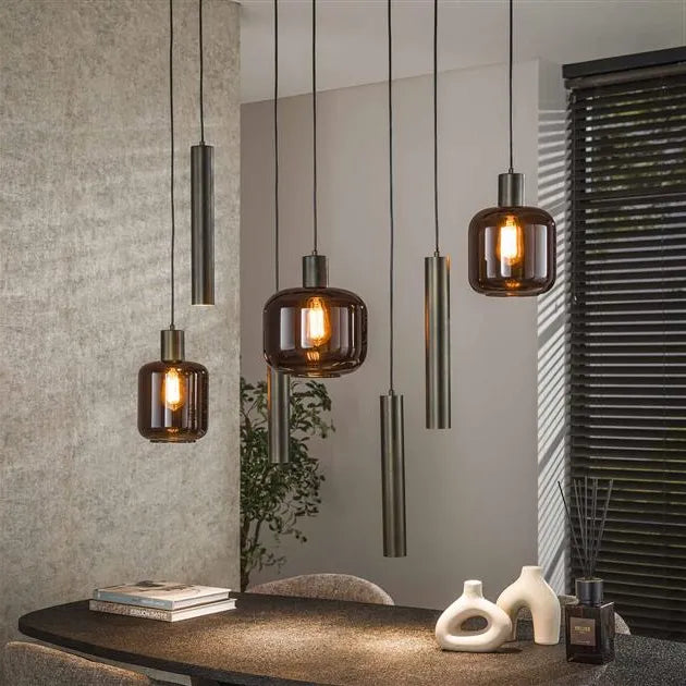 Suspension Métal et Verre Maron 