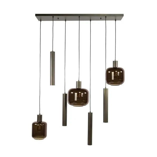 Suspension Métal et Verre Maron  Fond Blanc