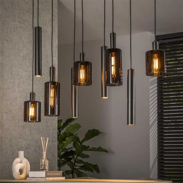 Suspension Verre et Métal 9 Lampes