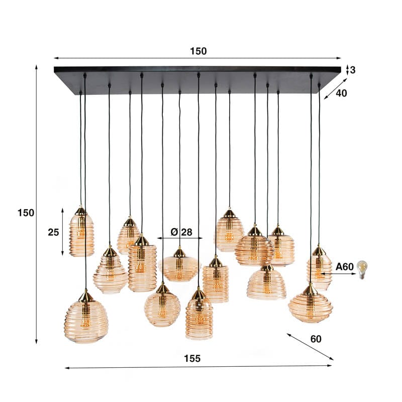 Suspension en Verre Tendance Dimensions