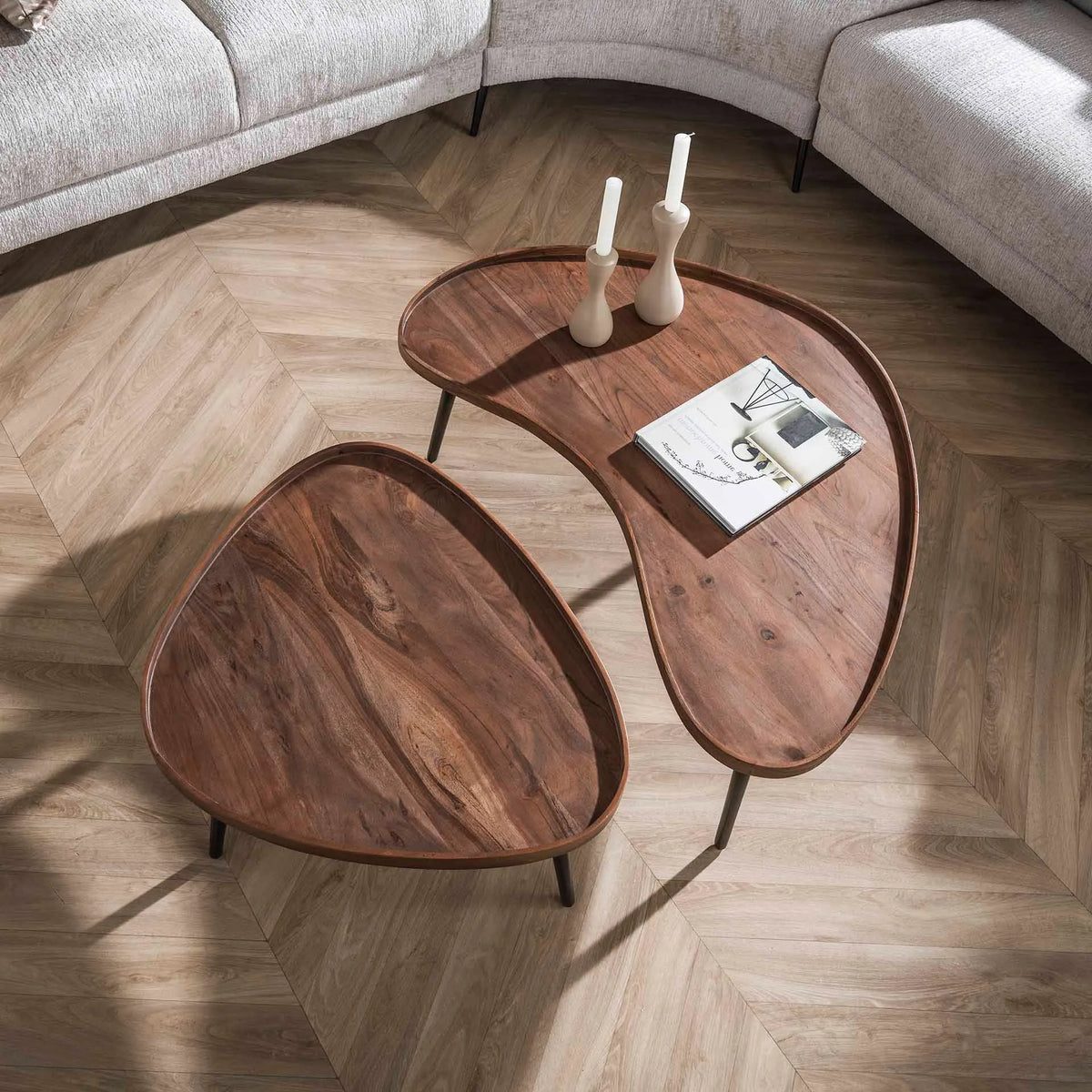 Table Basse Acacia Massif Vue Dessus