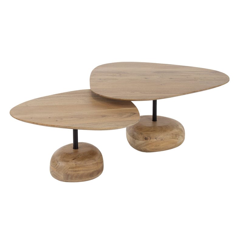 Table Basse Bois Acacia Fond Blanc