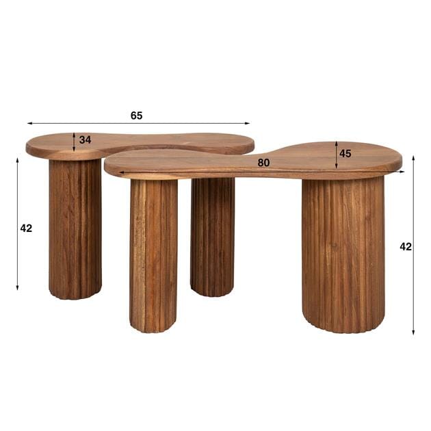 Table d&#39;appoint en bois d&#39;acacia avec décor tendance.