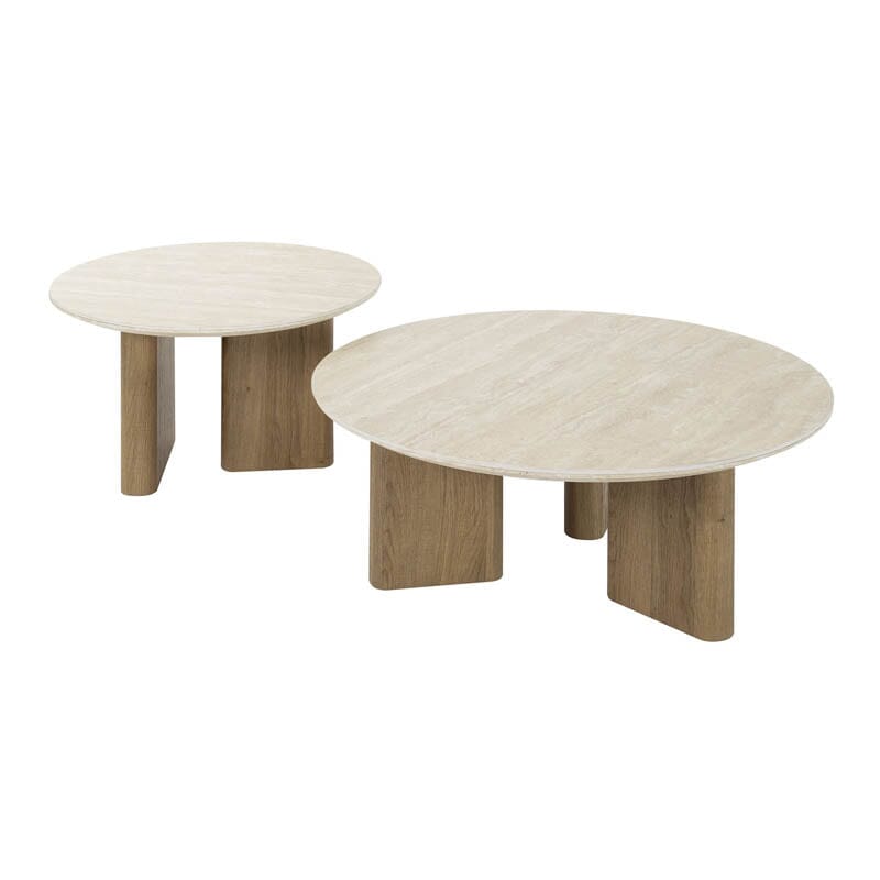 Table Basse Ronde Bois Fond Blanc