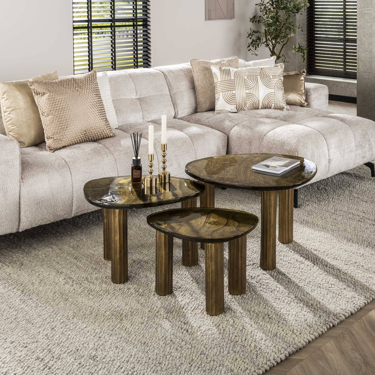 Table Basse Verre Doree