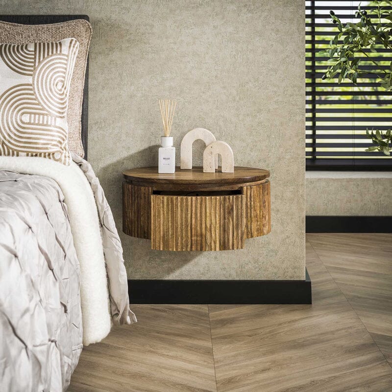 Table Chevet Ronde Tiroir Ouvert