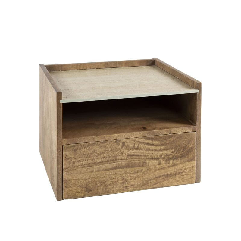 Table De Chevet Suspendue Bois Fond Blanc