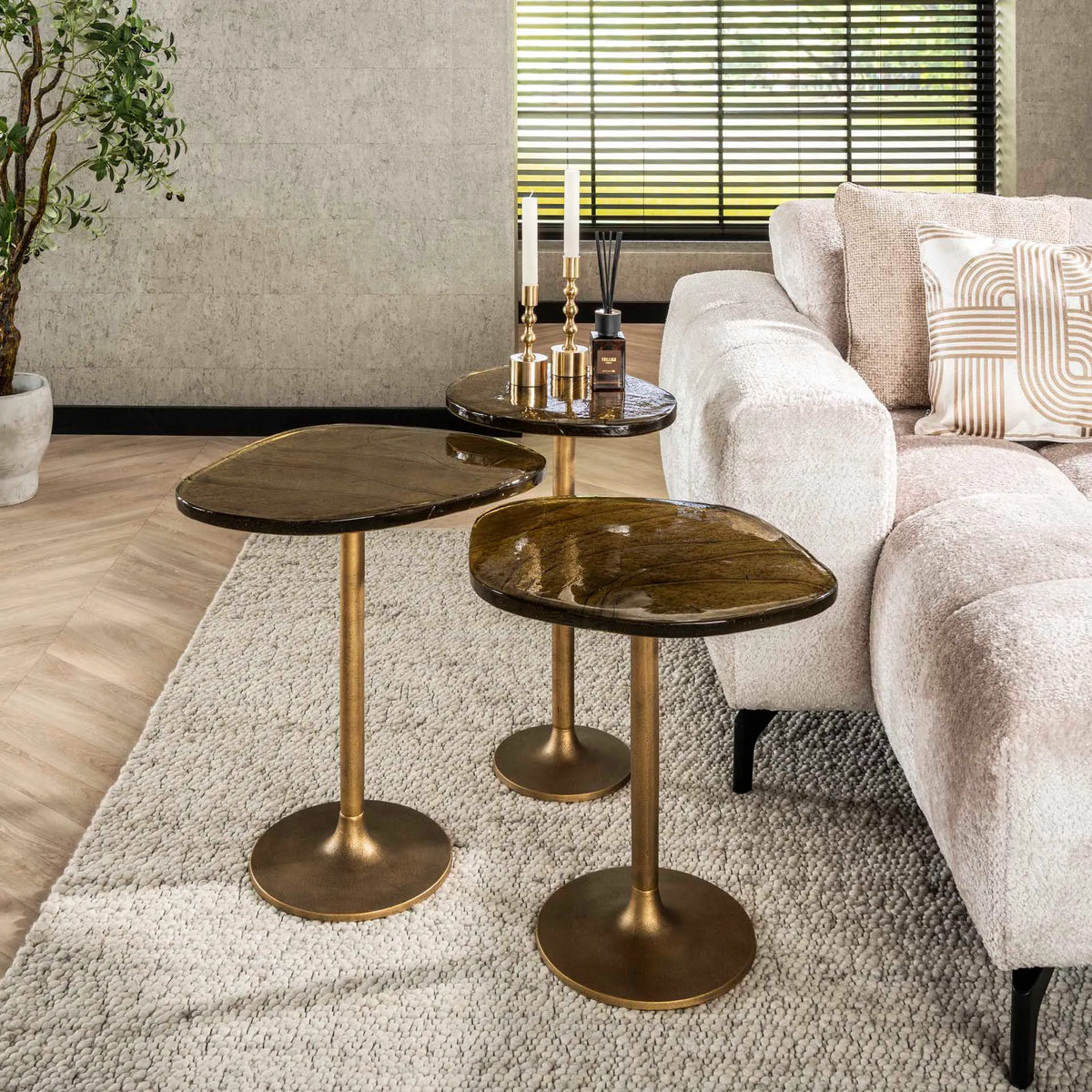 Table D&#39;Appoint Verre Et Metal Doree