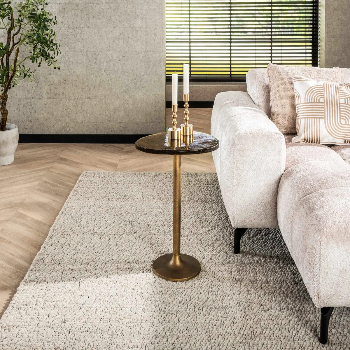 Table D&#39;Appoint Verre Et Metal Doree L