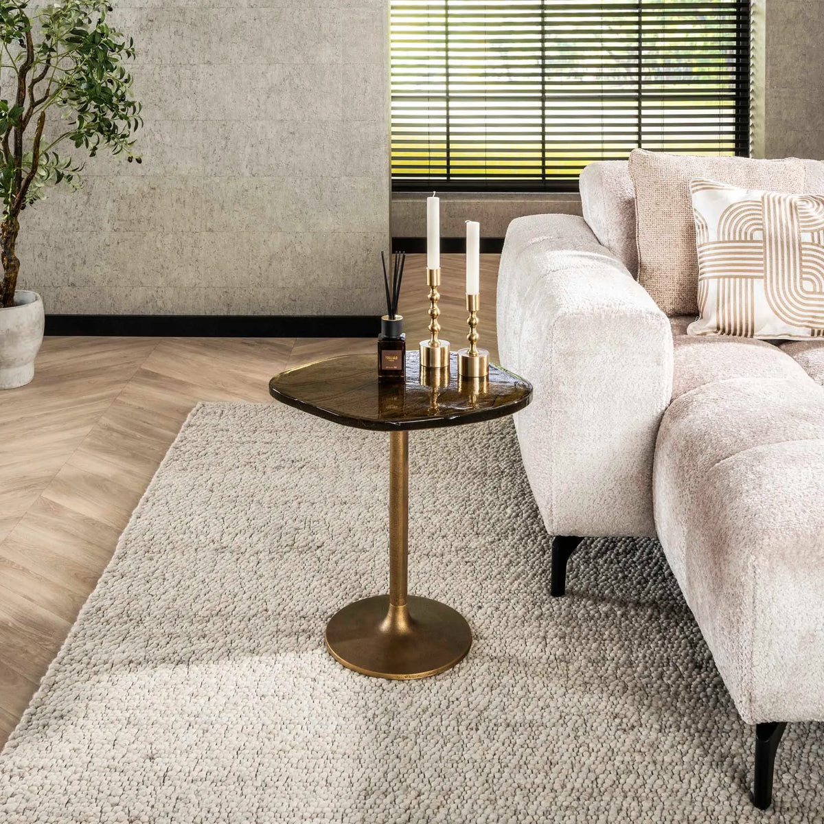 Table D&#39;Appoint Verre Et Metal Doree M