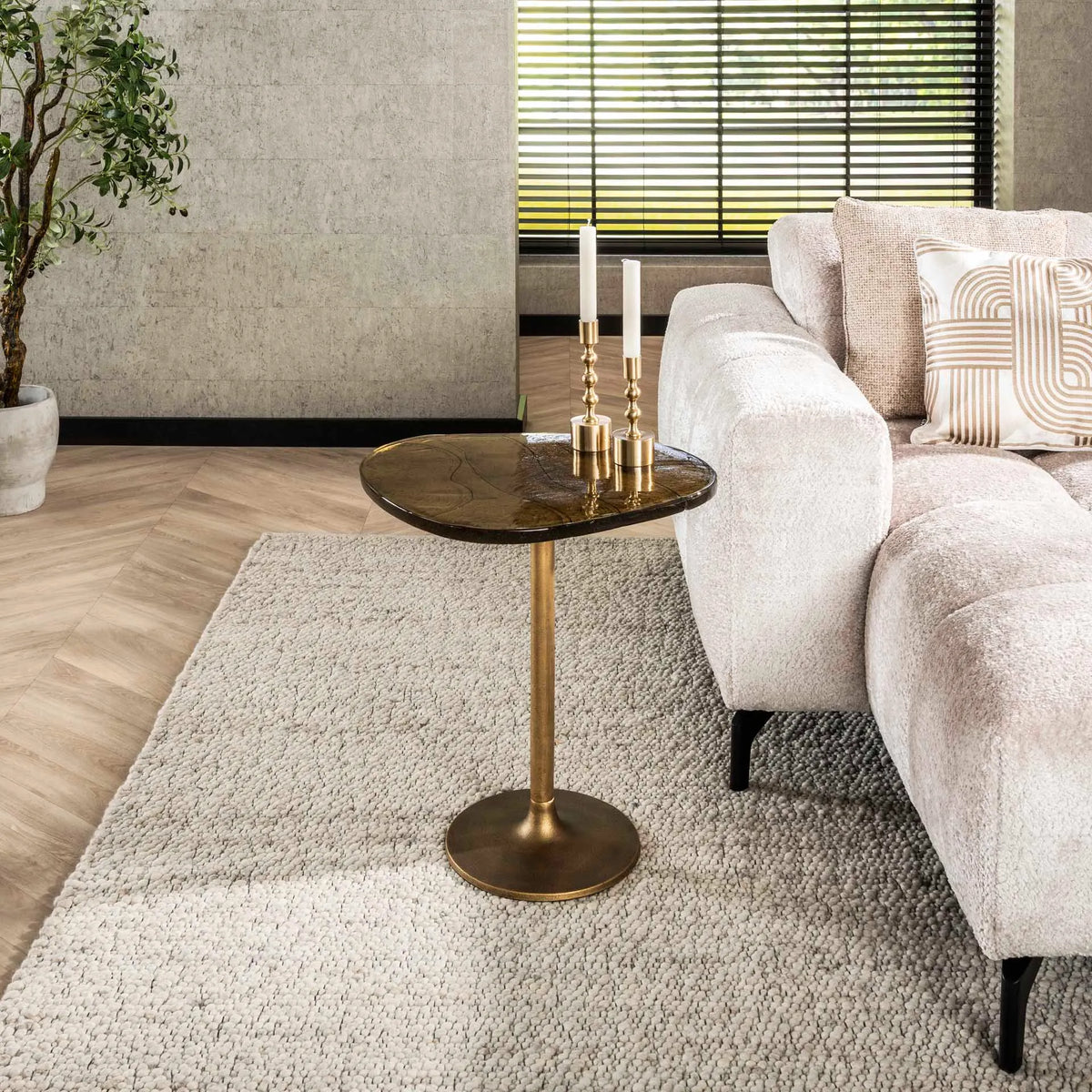 Table D&#39;Appoint Verre Et Metal Doree S