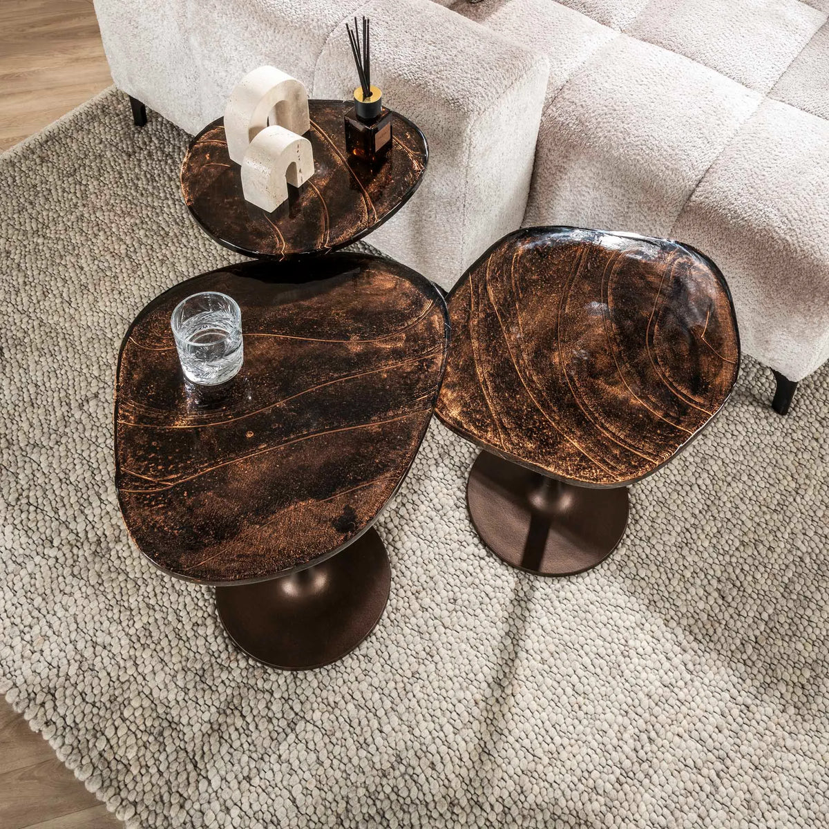 Table D&#39;Appoint Verre Et Métal Vue Dessue