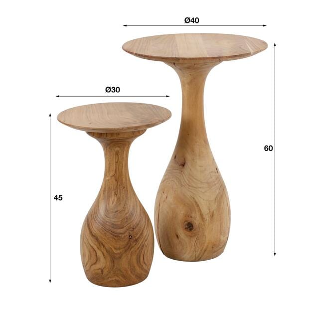 Tables d&#39;appoint design sculptural en bois