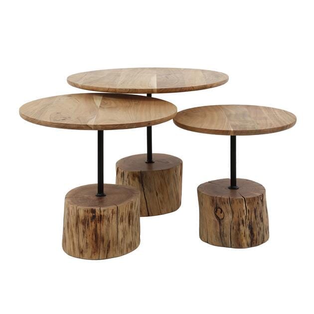 Vue des tables d&#39;appoint métal et bois 