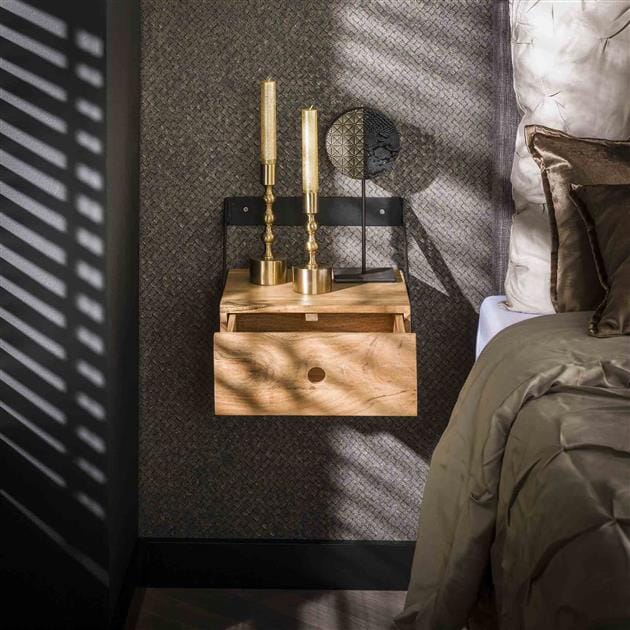 Table De Chevet Style Indus Tiroir Ouvert