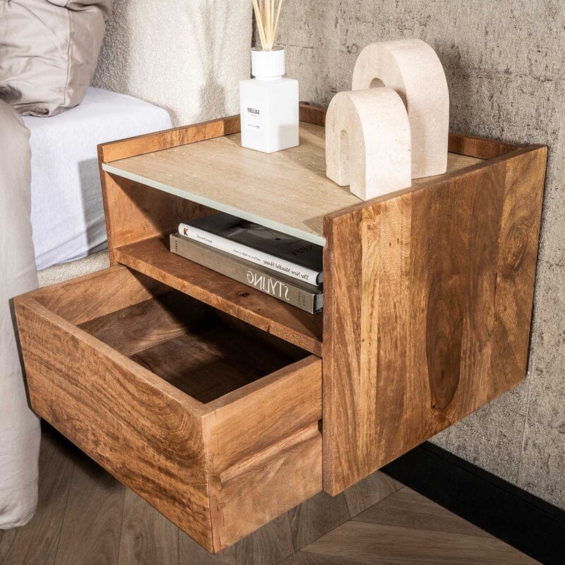 Table De Chevet Suspendue Bois Vue coté