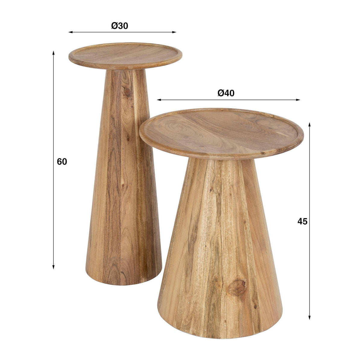 Table d&#39;Appoint En Acacia Dimensions