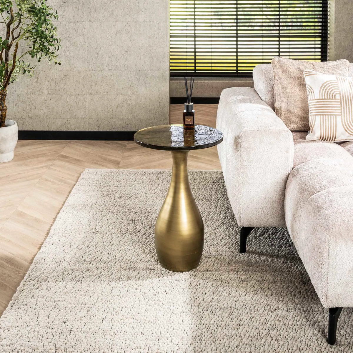 Table d&#39;Appoint En Verre Doree M