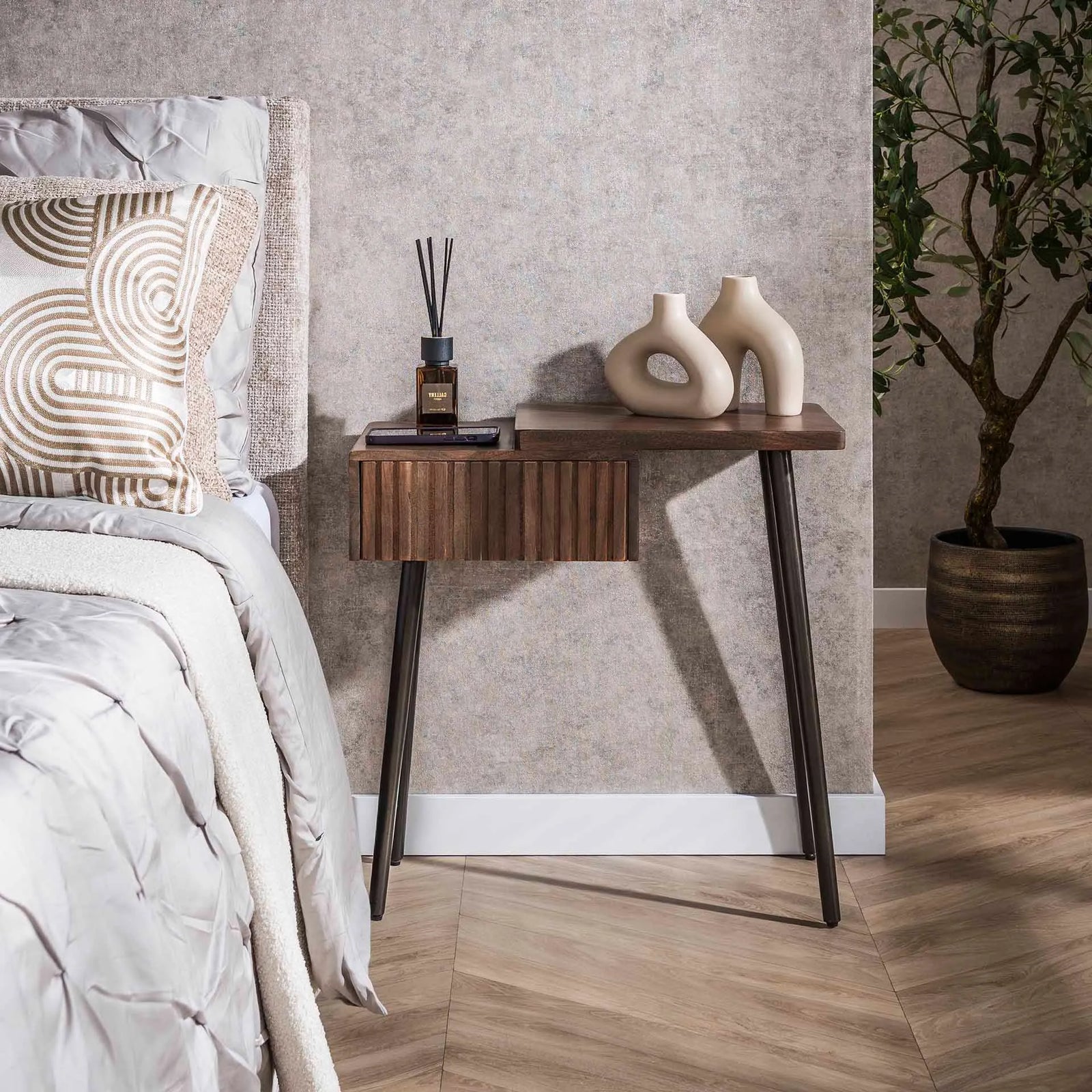 Table de Chevet Acacia Marron